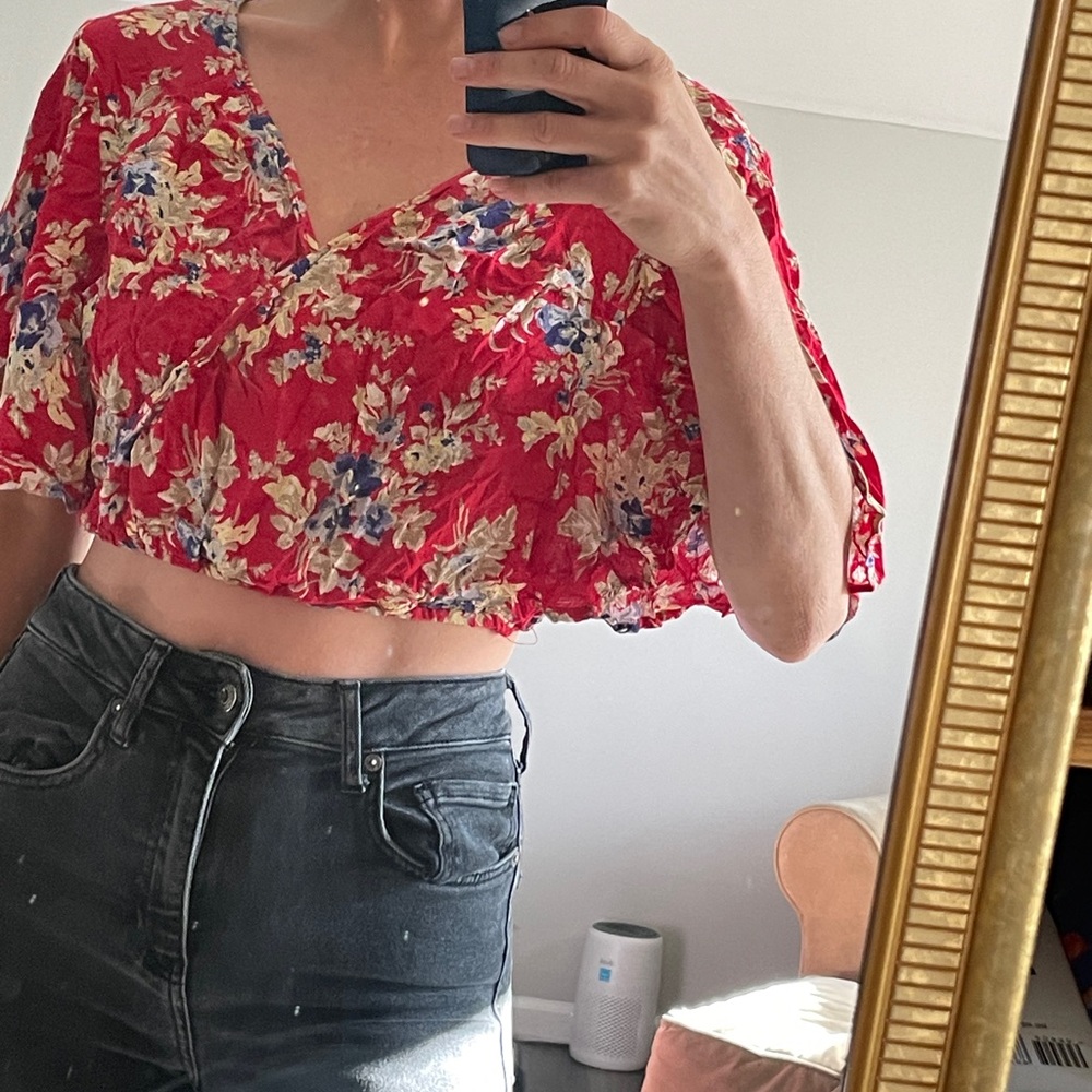 Urban Outfitters Floral Red Crop Top